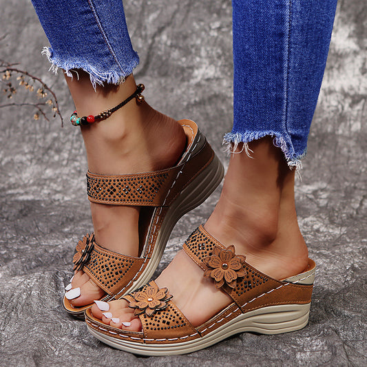 Mules Florales À Talons